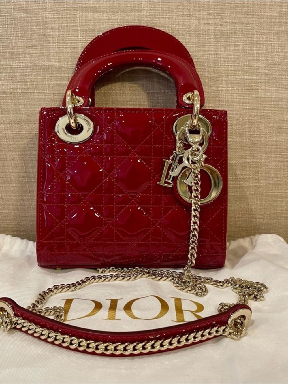 Mini Red Patent Quilted Handbag